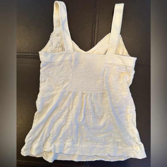 Anthropologie Cream Ruffled Tank with Wooden Toggles XS - Picture 2 of 3